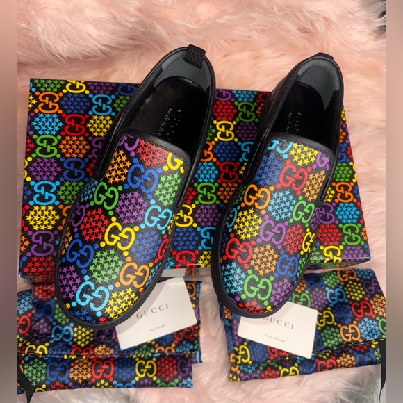 Gucci Psychedelic GG Star Rainbow Leather Slip-On Sneaker - Picture 3 of 12